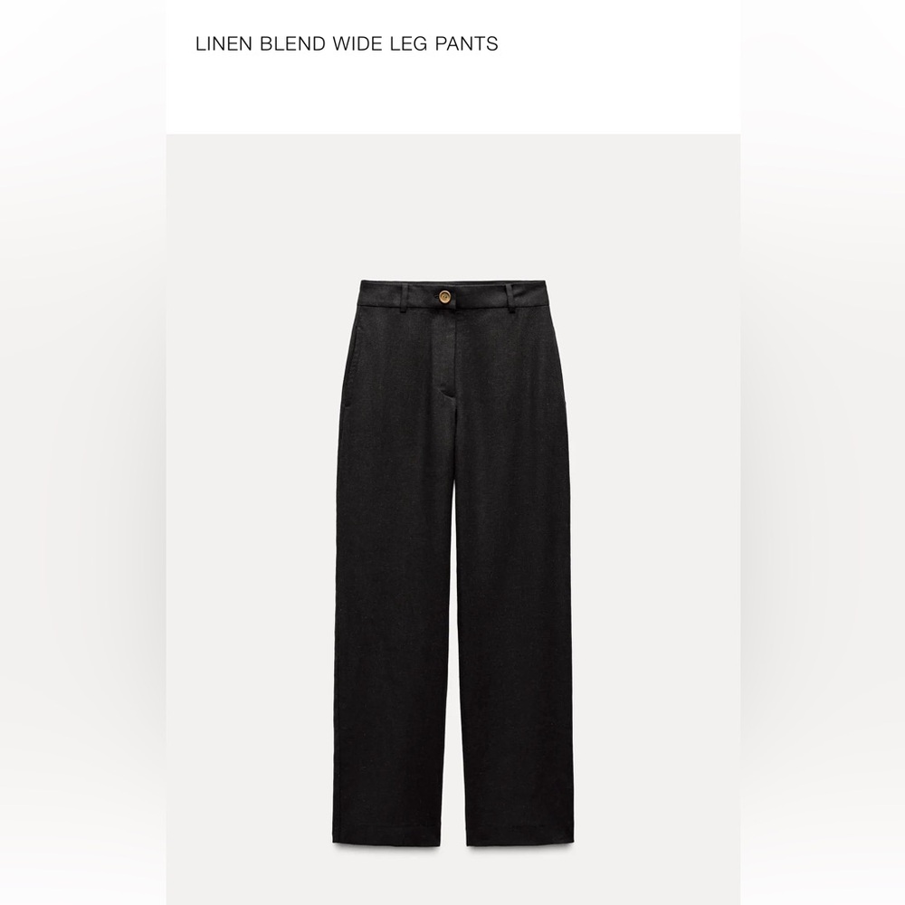Zara - Black Linen Blend Wide Leg Pants - size Small